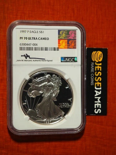 1997 P プルーフ シルバー イーグル NGC PF70 ウルトラ カメオ ジョン マーカンティ サイン入り アート ラベル!｜WORLD RESOURCE【KING店】
