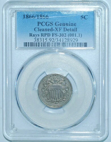 1866/1866 PCGS XF DET. FS-302 RPD 再打ち抜き日付シールド ニッケル｜WORLD RESOURCE【KING店】