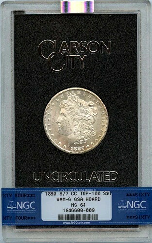 1880年 8/7-CC TOP-100 モルガン・ダラー VAM-6 GSA ホード S$1 NGC MS64｜WORLD RESOURCE【KING店】