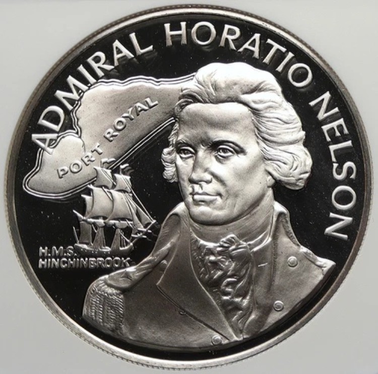 1976年 ジャマイカ ホレーショ・ネルソン提督 英国海軍 シルバー 10ドル硬貨 NGC i106380｜WORLD RESOURCE【KING店】