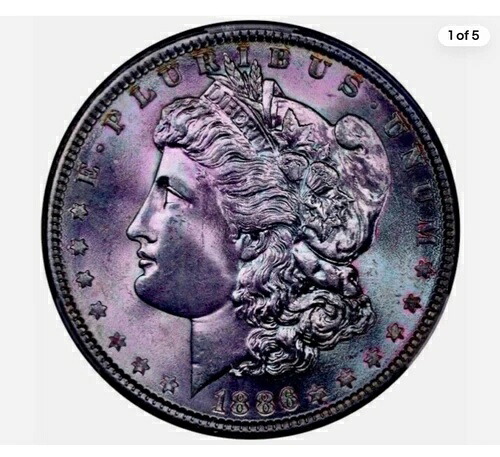 1886年モルガン銀貨 CAC MS65+ 虹色ブルーベリーゼリー レインボートーン｜WORLD RESOURCE【KING店】
