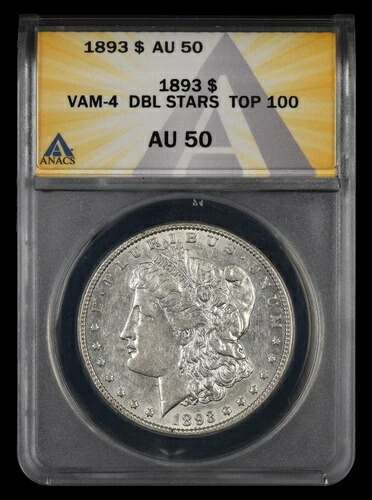 1893年 $1 VAM 4 ダブルスター ANACS AU50 トップ100 888
