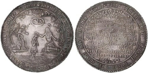 ドイツ / ハルツ ダブル洗礼コイン シルバー 約1700年 SS、緑青 129532 345,510円