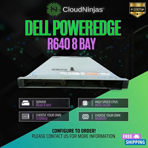 Dell PowerEdge R640 8ベイ 2x Silver 4210R DDR4 2133 MT/s SSDレール CTOサーバー