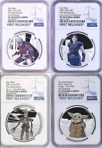 2021年 ニウエ スターウォーズ マンダロリアン コンプリートセット 4枚 x 1オンス シルバー プルーフ NGC PF70UC FR｜WORLD RESOURCE【KING店】
