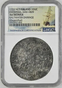 1733年 オランダ 1ドゥカット DAV-1829 VLIEGENTHART 難破船 NGC AU 詳細 (002)｜WORLD RESOURCE【KING店】
