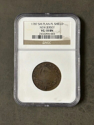 1787 ニュージャージー セント、NGC VG-10 - 素晴らしい初期植民地時代のコイン!