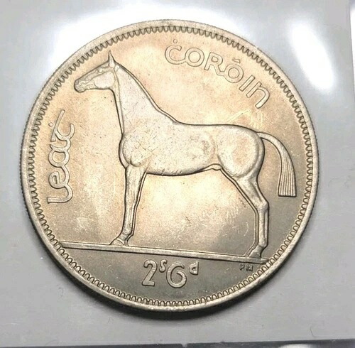 アイルランド 1954年 ハーフクラウン、スーパーブ ジェム BU、希少キーデート、素晴らしいハイグレード