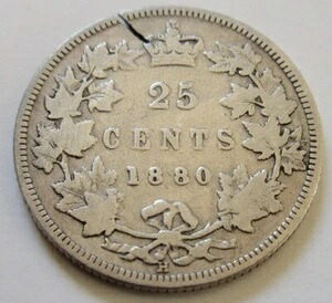 1880年カナダ製 25セント銀貨。希少なクォーター（RJ06）｜WORLD RESOURCE【KING店】