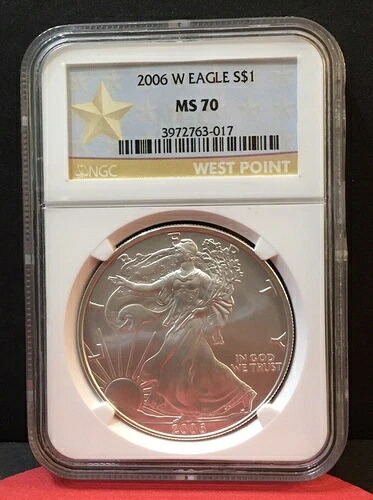 希少 2006-W バーニッシュド アメリカン シルバー イーグル NGC MS70 ウェストポイント スターラベル $｜WORLD RESOURCE【KING店】