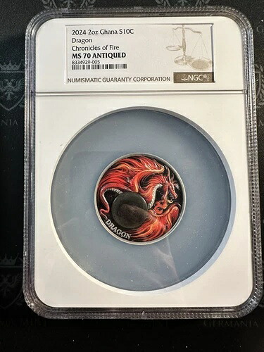 2024年 ガーナ クロニクルズ オブ ファイア ドラゴン 2オンス シルバー アンティーク UHR NGC MS70 アンティーク｜WORLD RESOURCE【KING店】