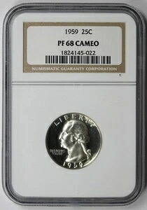 1959年ワシントンクォーターシルバー25セントプルーフPF68カメオNGC｜WORLD RESOURCE【KING店】