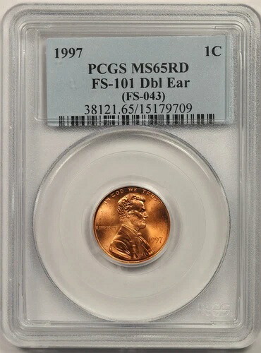 1997年 1C PCGS MS 65 RD (FS-101 ダブルイヤー FS-043) リンカーン ペニー|WORLD RESOURCE【KING店】