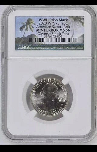 2020年 W プリヴィマーク 25セント NGC ミントエラー 表面 MS 66 貫通刻印 アメリカ領サモア|WORLD RESOURCE【KING店】