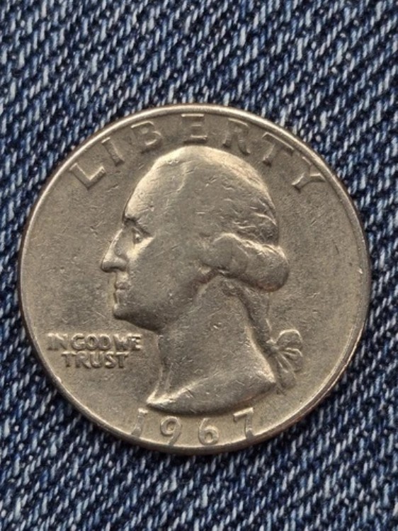 1967年 25セント硬貨 アメリカ合衆国 ミントマークなし リバティコイン