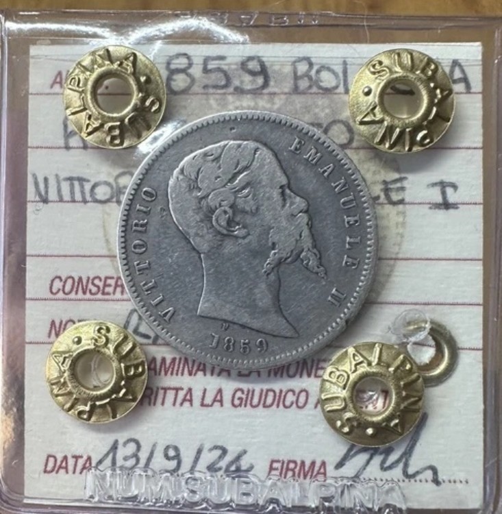 Re Elect Vittorio Emanuele II 1 Lyre 1859 ボローニャ レア シールド Qbb Subalpina