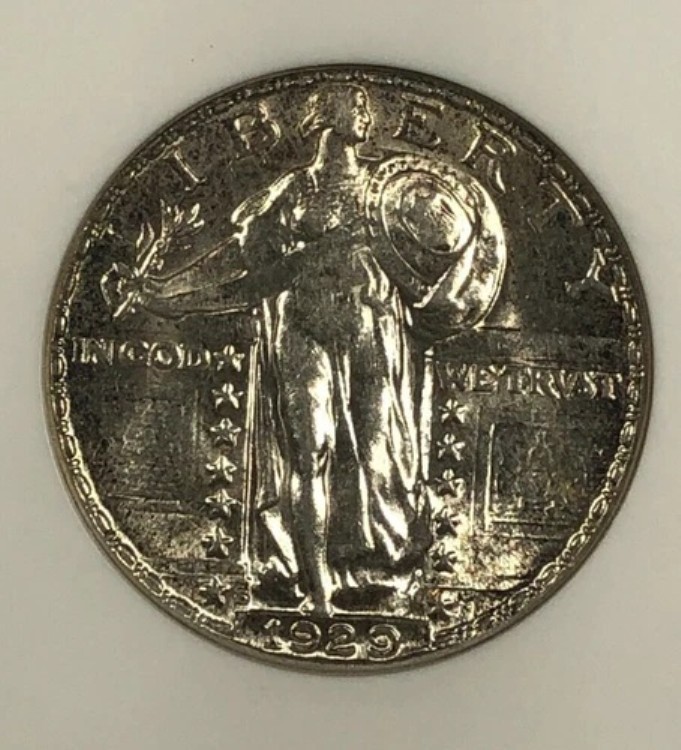 1929-S スタンディング・リバティ・クォーター。.25。ANACS MS62。オリジナル。