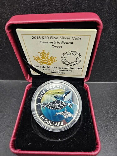 2018年 オルカ ジオメトリック ファウナ 20ドル 1オンス .9999 プルーフ銀貨 - 箱なし｜WORLD RESOURCE【KING店】