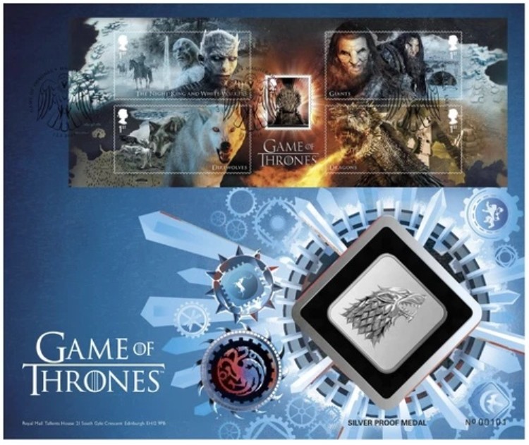 2018年 ゲーム・オブ・スローンズ スターク家のシルバープルーフメダル カバー未開封画像