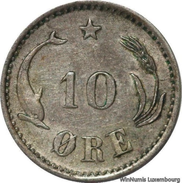 D6149 希少 デンマーク 10 オーレ クリスチャン IX 1886 CS シルバー 508K 鋳造 -＞ オファーしてください - 149,050円