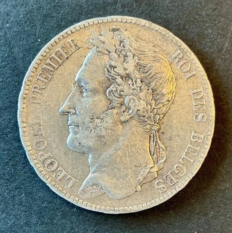 ベルギー - レオポルド1世 - 非常に希少で美しい5フラン1832年銀貨 - Pos.A