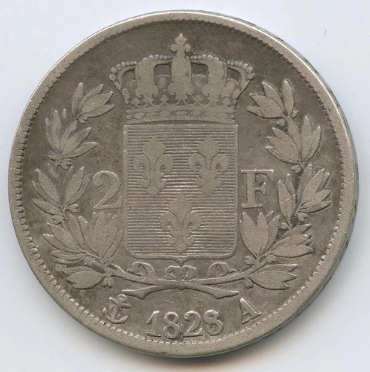 シャルル10世（1824-1830）2フラン銀貨 1828年 パリ 8/7 バラエティ 希少｜WORLD RESOURCE【KING店】
