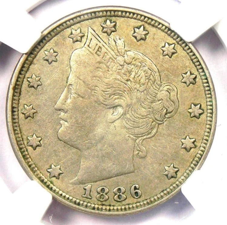 1886 リバティ ニッケル 5C - NGC XF 詳細 (EF) - 希少なキー デート認定コイン!|WORLD RESOURCE【KING店】