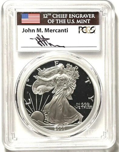 2001-W $1 アメリカン シルバー イーグル PCGS PR70D メルカンティ $800.00 送料無料 # NEEWC|WORLD RESOURCE【KING店】