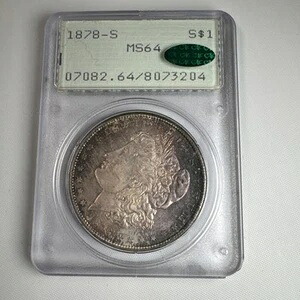 1878-S モーガン シルバー ドル PCGS & CAC - MS64 - OGH - ラトラー - クレイジートーニング｜WORLD RESOURCE【KING店】