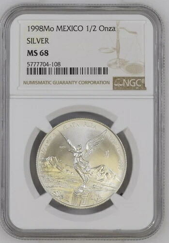 1998年キーデートメキシコシルバーリベルタッド1/2オンザNGC MS68！高品位希少品！