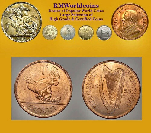 アイルランド 1935年 ペニー、希少高品位、ジェム BU、赤、フルラスター、シャープディテール