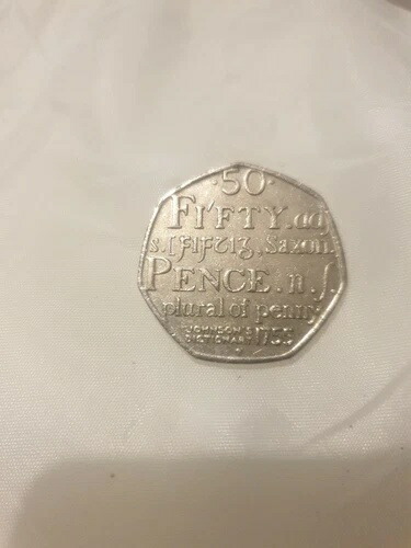 50ペンス硬貨 ジョンソン辞書 1755年 サクソン語 ペニーの複数形 2005年 希少