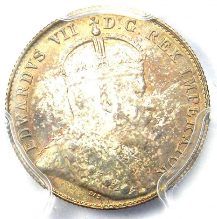 1902-H カナダ 10 セント硬貨 (10C) - PCGS MS63 PQ - 希少なレインボー トーンの BU コイン!
