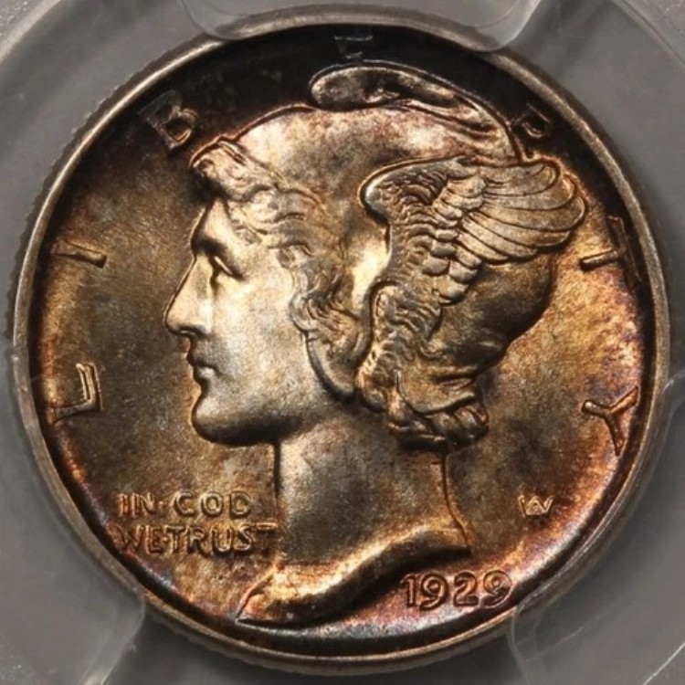 1929-D マーキュリー ダイム PCGS MS-65FB - 素晴らしい色調!｜WORLD RESOURCE【KING店】