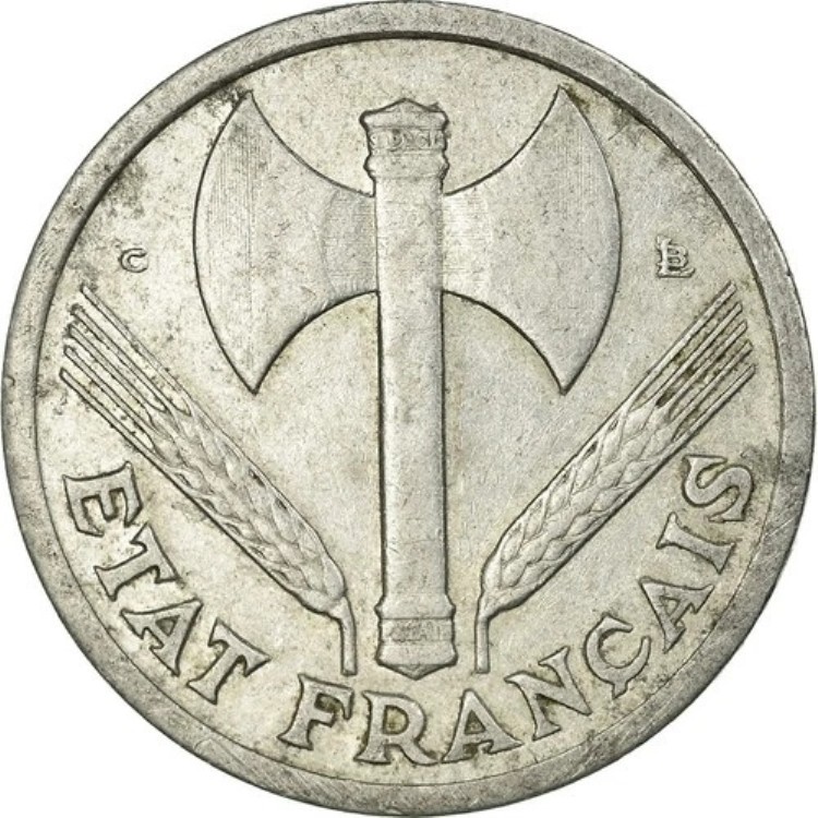 [#25350] フランス、フラン、バゾール、1944年、ルーアン、アルミニウム、EF、ガドゥリー:471｜WORLD RESOURCE【KING店】