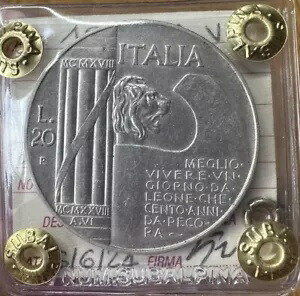 イタリア王国 20リラ ヘルメット 1928年 希少 未開封 QSPL 貨幣学 亜アルプス地方