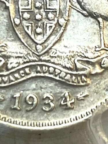 オーストラリア 1934/3 スリーペンス オーバーデート、PCGS グレード XF、希少 エクストラファイン CV $1500
