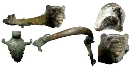 大型古代ローマ美術 狼男の工芸品 花瓶の取っ手 ブロンズ 希少 アンティーク wCOA