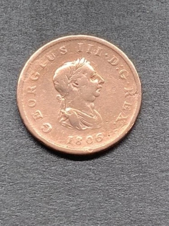 希少な1806年製キングジョージ3世ソーホーハーフペニー