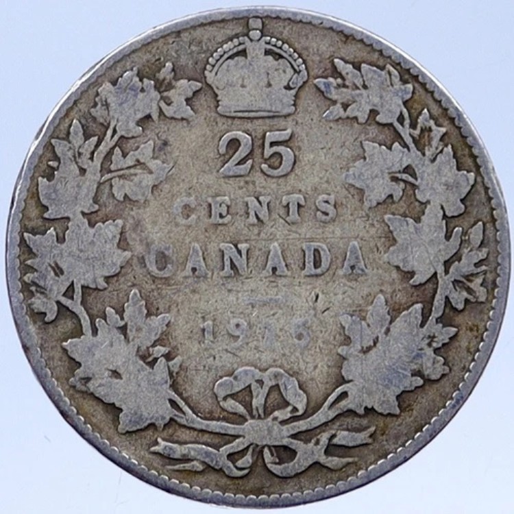 1915年 カナダ 英国 ジョージ5世 ヴィンテージ アンティーク 希少 シルバー 25セント コイン i119334｜WORLD RESOURCE【KING店】