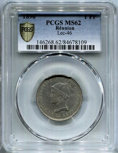 レユニオン 1896 1フラン PCGS MS 62 希少