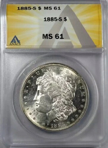 1885年 S モルガン銀貨 ANACS MS-61