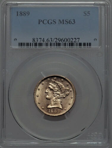 1889 PCGS MS63 発行枚数 7,520 -- 1878 年から今日までの 2 番目に低い $5 ハーフイーグル SLEEPER!!画像