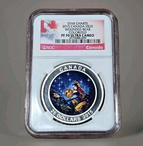 2015年カナダ$25星図 傷ついたクマ カラー版 NGC PF70 UC 暗闇で光る