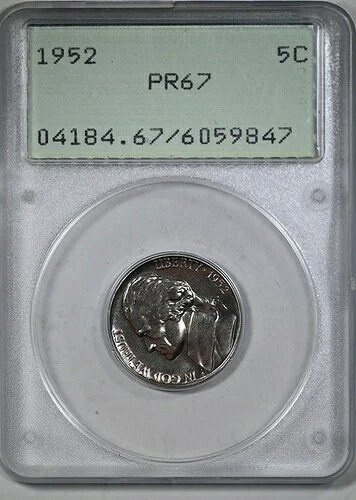 1952年 プルーフ ジェファーソン ニッケル 5C PCGS ラトラー PR67