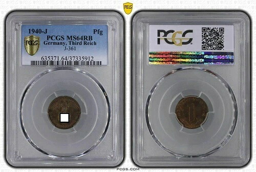1 フェニヒ 1940 J.361 フレッシュミントコンディション PCGS MS64 RB (36860)