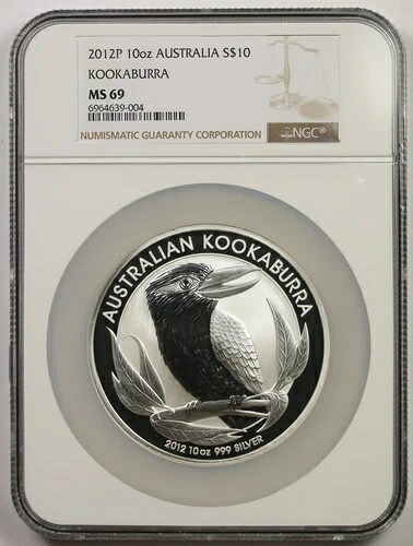 2012 P オーストラリア クッカバラ 10 オンス .999 シルバー $10 MS 69 NGC