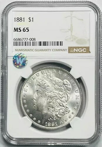 1881年 モルガン銀貨 NGC MS-65 サイトホワイト