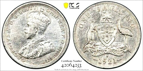 オーストラリア 1921 * スターシリング キーデート ローミント ハイグレード PCGS XF レア #02｜WORLD RESOURCE【KING店】
