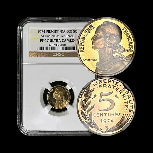 フランス。 1974、5 サンタイム - NGC PF67 - マリアンヌ、ピエフォール (ピエフォール)、レア|WORLD RESOURCE【KING店】